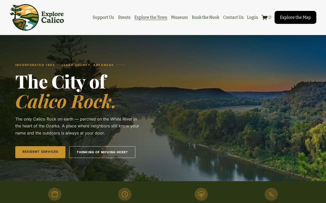 Calico Rock official city services page for Izard County arrest-record routing
