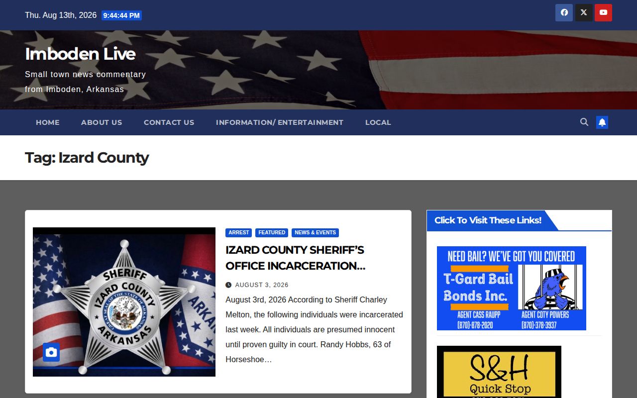 Izard County arrest news archive at Imboden Live